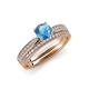 1 - Sian 1.36 ctw Blue Topaz (6.50 mm) Accented Natural Diamonds Bridal Set Ring  