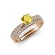 1 - Sian 1.36 ctw Yellow Sapphire (6.000 mm) Accented Natural Diamonds Bridal Set Ring  
