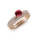 1 - Sian 1.36 ctw Ruby (6.000 mm) Accented Natural Diamonds Bridal Set Ring  