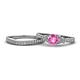 1 - Freya 6.00 mm Lab Created Pink Sapphire and Diamond Butterfly Bridal Set Ring 
