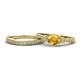 1 - Freya 6.50 mm Citrine and Diamond Butterfly Bridal Set Ring 