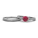 1 - Freya 6.00 mm Ruby and Diamond Butterfly Bridal Set Ring 