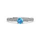2 - Evika 1.38 ctw Blue Topaz (6.50 mm) Accented Natural Diamonds Bridal Set Ring  