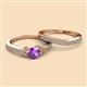 2 - Freya 6.50 mm Amethyst and Diamond Butterfly Bridal Set Ring 