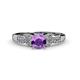 1 - Serene Amethyst and Diamond Bridal Set Ring 