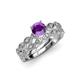 1 - Laine 1.03 ctw Classic Amethyst (6.50 mm) Accented Round Natural Diamonds Marquise Shape Bridal Set Ring  