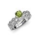 1 - Laine 1.26 ctw Classic Peridot (6.50 mm) Accented Round Natural Diamonds Marquise Shape Bridal Set Ring  