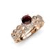 1 - Laine 1.21 ctw Classic Red Garnet (6.50 mm) Accented Round Natural Diamonds Marquise Shape Bridal Set Ring  