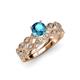 1 - Laine 1.11 ctw Classic London Blue Topaz (6.50 mm) Accented Round Natural Diamonds Marquise Shape Bridal Set Ring  