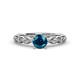 2 - Laine 1.16 ctw Classic Blue Diamond (6.50 mm) Accented Round Natural Diamonds Marquise Shape Bridal Set Ring  