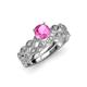 1 - Laine 1.11 ctw Classic Pink Sapphire (6.00 mm) Accented Round Natural Diamonds Marquise Shape Bridal Set Ring  