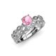 1 - Laine 1.03 ctw Classic Pink Tourmaline (6.50 mm) Accented Round Natural Diamonds Marquise Shape Bridal Set Ring  