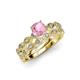 1 - Laine 1.03 ctw Classic Pink Tourmaline (6.50 mm) Accented Round Natural Diamonds Marquise Shape Bridal Set Ring  