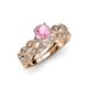1 - Laine 1.03 ctw Classic Pink Tourmaline (6.50 mm) Accented Round Natural Diamonds Marquise Shape Bridal Set Ring  
