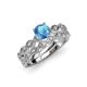 1 - Laine 1.11 ctw Classic Blue Topaz (6.50 mm) Accented Round Natural Diamonds Marquise Shape Bridal Set Ring  