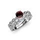 1 - Laine 1.21 ctw Classic Red Garnet (6.50 mm) Accented Round Natural Diamonds Marquise Shape Bridal Set Ring  