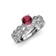 1 - Laine 1.16 ctw Classic Rhodolite Garnet (6.50 mm) Accented Round Natural Diamonds Marquise Shape Bridal Set Ring  