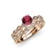 1 - Laine 1.16 ctw Classic Rhodolite Garnet (6.50 mm) Accented Round Natural Diamonds Marquise Shape Bridal Set Ring  