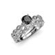 1 - Laine 1.66 ctw Classic Black Diamond (6.50 mm) Accented Round Natural Diamonds Marquise Shape Bridal Set Ring  