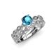 1 - Laine 1.11 ctw Classic London Blue Topaz (6.50 mm) Accented Round Natural Diamonds Marquise Shape Bridal Set Ring  