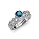 1 - Laine 1.16 ctw Classic Blue Diamond (6.50 mm) Accented Round Natural Diamonds Marquise Shape Bridal Set Ring  