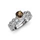 1 - Laine 1.16 ctw Classic Smoky Quartz (6.50 mm) Accented Round Natural Diamonds Marquise Shape Bridal Set Ring  