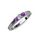 2 - Reveka Diamond and Amethyst Three Stone Engagement Ring 