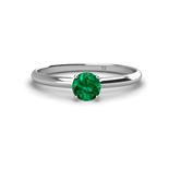Emerald Solitaire Ring 0.40 ct in 14K White Gold. | TriJewels