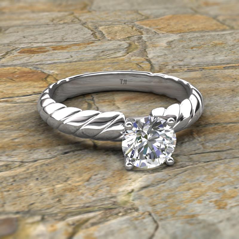 Diamond Solitaire Rope Engagement Ring 1.00 ct in 14K White Gold JP118997 eBay