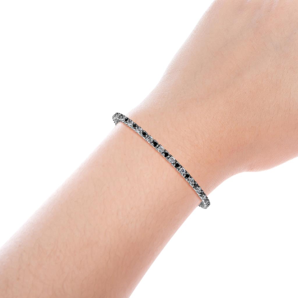 Black & White Diamond Womens Eternity Tennis Bracelet 3.51ctw 14K Gold