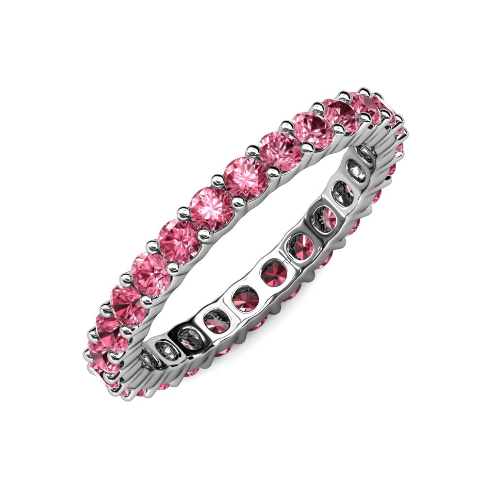 Pink Tourmaline Common Prong Eternity Ring Stackable 1.76 ctw* 14K Gold