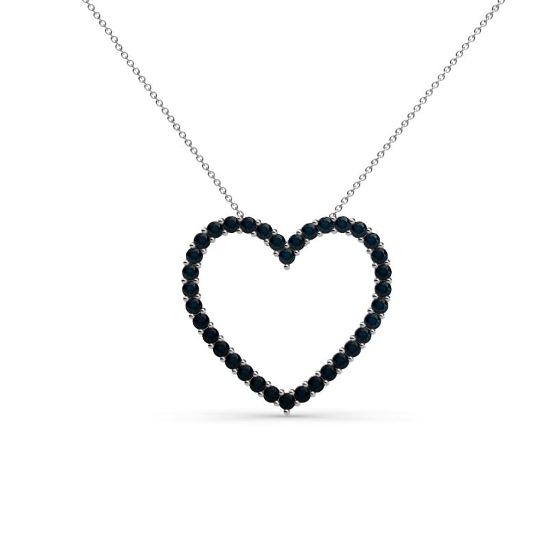 Blue Diamond Heart Pendant 1.08 cttw 14K Gold with 18" Gold Cable Chain