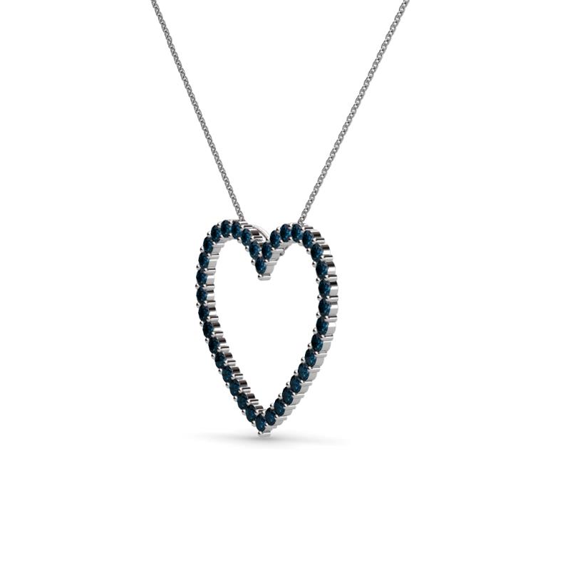 Blue Diamond Heart Pendant 1.08 cttw 14K Gold with 18" Gold Cable Chain