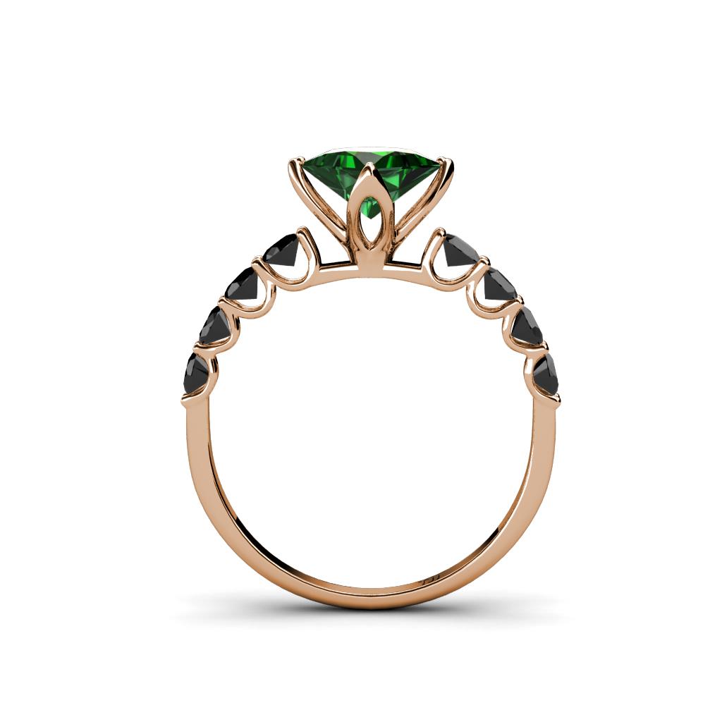 Black Diamond & Lab Created Emerald Engagement Ring 1.38 cttw 14K Gold JP35632 eBay