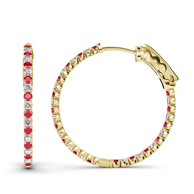 Ruby and Diamond InsideOut Hoop Earrings 2.77 ctw 14K Gold JP36654 eBay