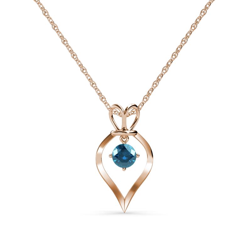 Blue Diamond Royal Heart Pendant 0.50 ct 14K Gold 18 Inches Rope Chain