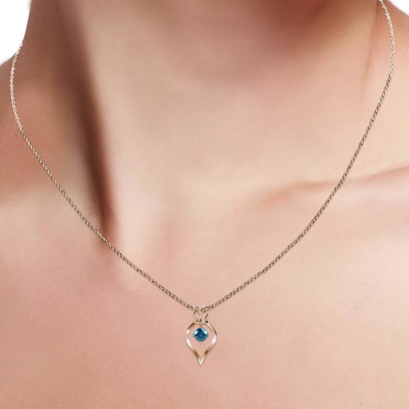 Blue Diamond Royal Heart Pendant 0.50 ct 14K Gold 18 Inches Rope Chain