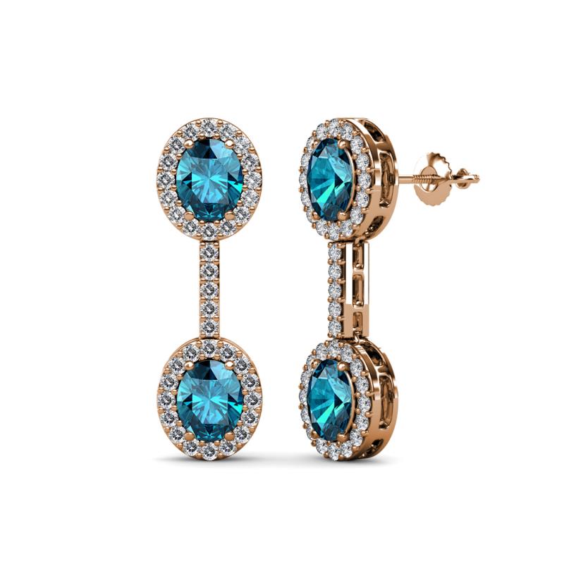 London Blue Topaz & Diamond Dangling Earrings 2.00 Carat tw in 14K Gold