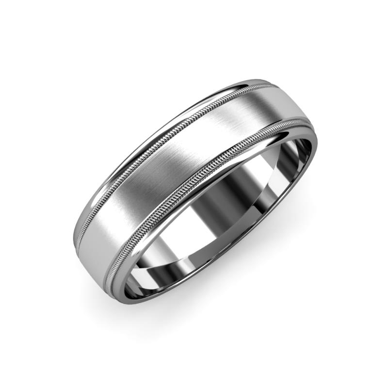 Bryon Satin Finish 4 mm Milgrain Wedding Band 