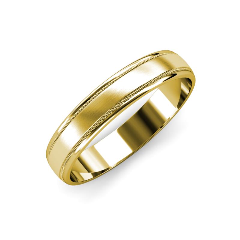 Bryon Satin Finish 4 mm Milgrain Wedding Band 