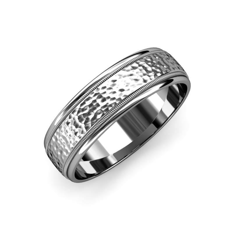 Bryon Hammer Finish 4 mm Milgrain Wedding Band 