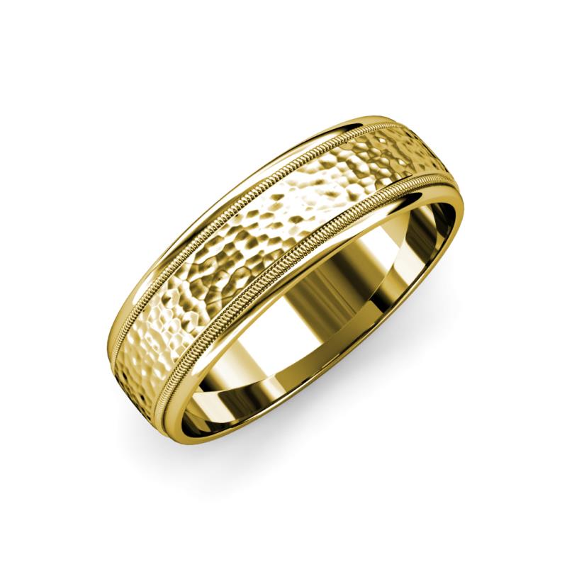 Bryon Hammer Finish 4 mm Milgrain Wedding Band 
