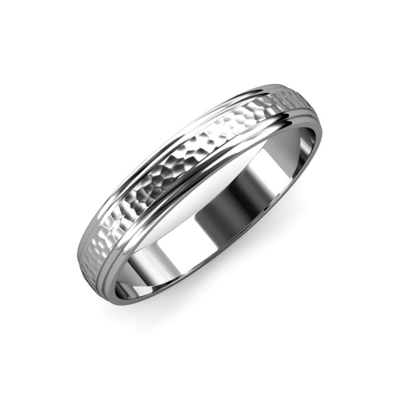 Alain Hammer Finish 4 mm Step Edge Wedding Band 