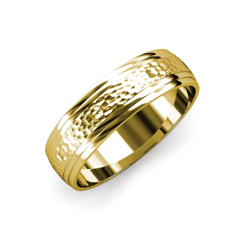 Alain Hammer Finish 4 mm Step Edge Wedding Band 