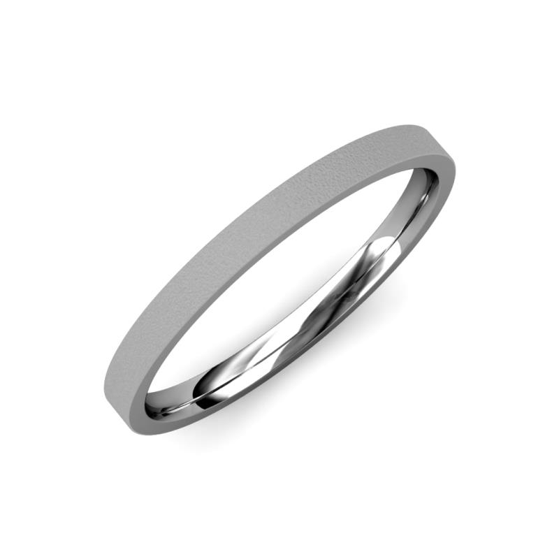 Aidan Glass Finish 2.00 mm Flat Comfort Fit Unisex Wedding Band 