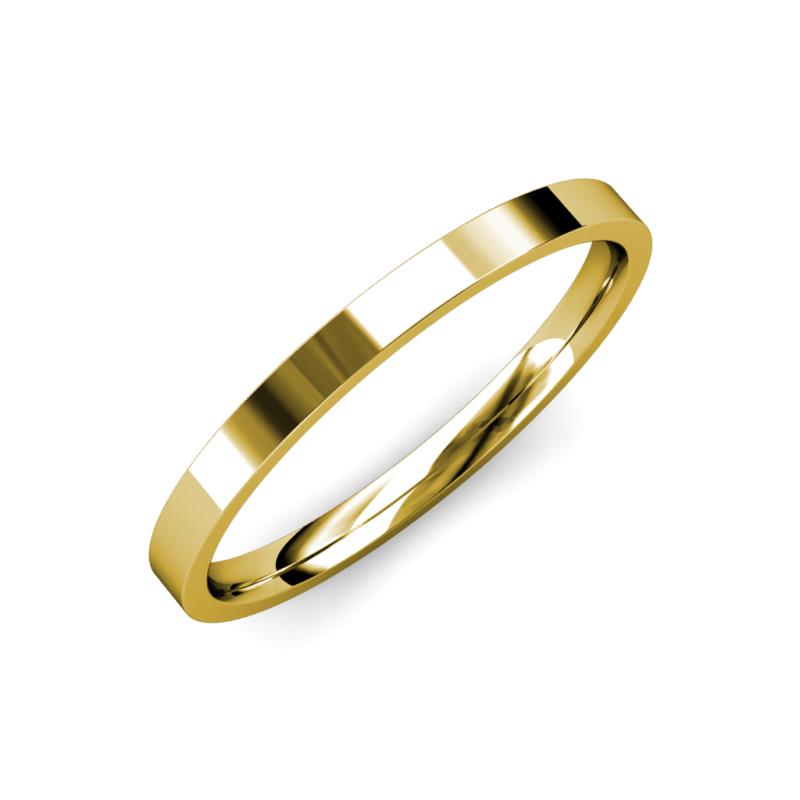 Aidan High Polish 2.00 mm Flat Comfort Fit Unisex Wedding Band 