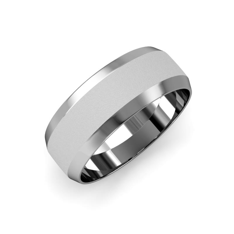 Feivel Glass Finish 4.00 mm Beveled Edge Wedding Band 