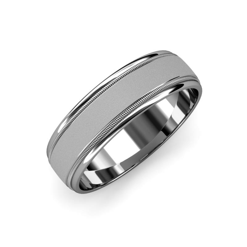 Bryon Glass Finish 4 mm Milgrain Wedding Band 