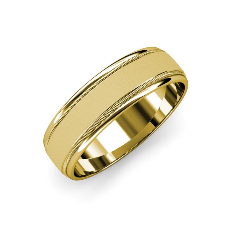 Bryon Glass Finish 4 mm Milgrain Wedding Band 