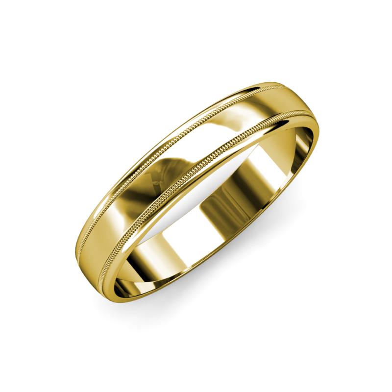 Bryon High Polish 4 mm Milgrain Wedding Band 